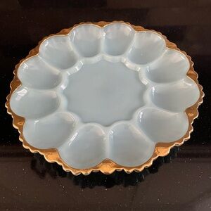 Vintage Fire King Delphite Blue Egg Plate MCM